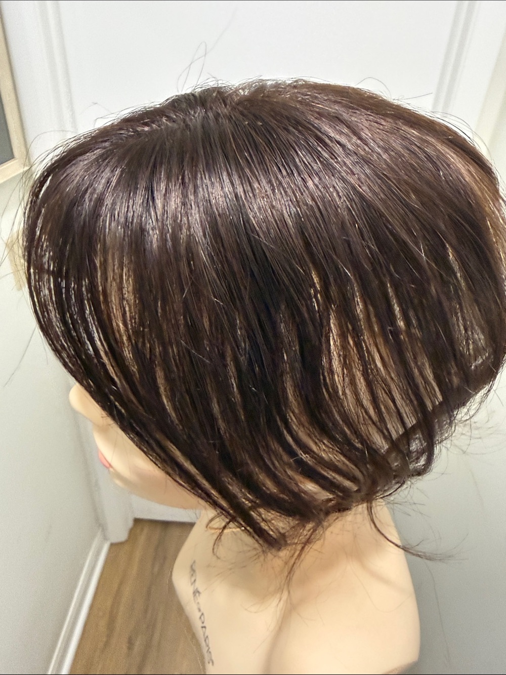 💯% 10” HUMAN HAIR Topper with Eyelashes and Wear/Care Instructions in Dark Brown - Picture 4 of 11